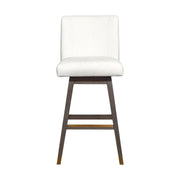 Isabella Swivel Bar Stool in Gray Oak Wood Finish with Pearl Fabric - Furniture City (CA)l