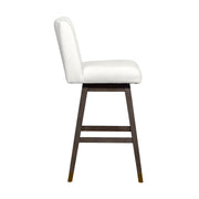 Isabella Swivel Bar Stool in Gray Oak Wood Finish with Pearl Fabric - Furniture City (CA)l