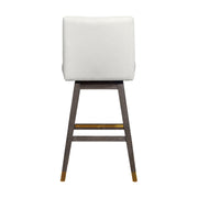 Isabella Swivel Bar Stool in Gray Oak Wood Finish with Pearl Fabric - Furniture City (CA)l