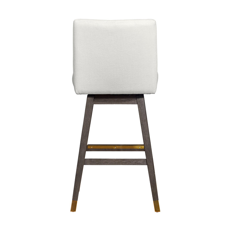Isabella Swivel Bar Stool in Gray Oak Wood Finish with Pearl Fabric - Furniture City (CA)l