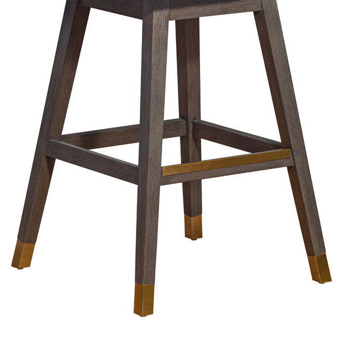 Isabella Swivel Bar Stool in Gray Oak Wood Finish with Pearl Fabric