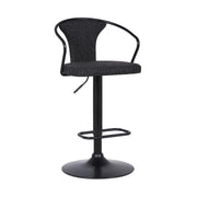 Ian Contemporary Adjustable Barstool in Black Powder Coated Finish and Black Fabric - Furniture City (CA)l