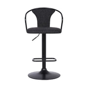 Ian Contemporary Adjustable Barstool in Black Powder Coated Finish and Black Fabric - Furniture City (CA)l
