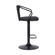 Ian Contemporary Adjustable Barstool in Black Powder Coated Finish and Black Fabric - Furniture City (CA)l