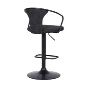 Ian Contemporary Adjustable Barstool in Black Powder Coated Finish and Black Fabric - Furniture City (CA)l
