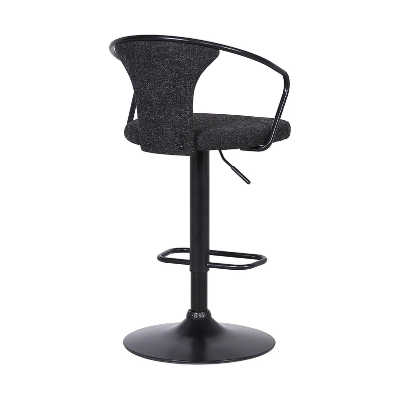 Ian Contemporary Adjustable Barstool in Black Powder Coated Finish and Black Fabric - Furniture City (CA)l