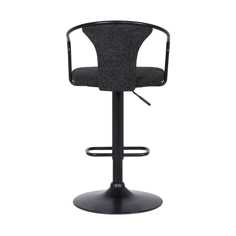Ian Contemporary Adjustable Barstool in Black Powder Coated Finish and Black Fabric - Furniture City (CA)l