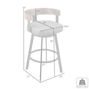 Idris 30" Swivel Bar Stool in Black Iron with Walnut Finish and Vintage Gray Faux Leather - Furniture City (CA)l