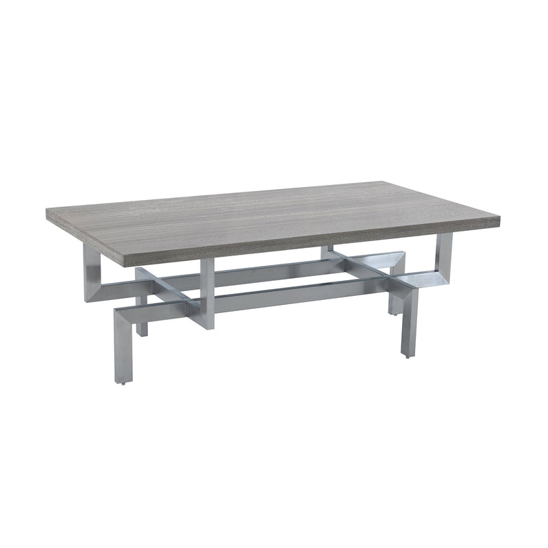 Illusion Gray Wood Coffee Table with Brushed Stainless Steel Base - Furniture City (CA)l