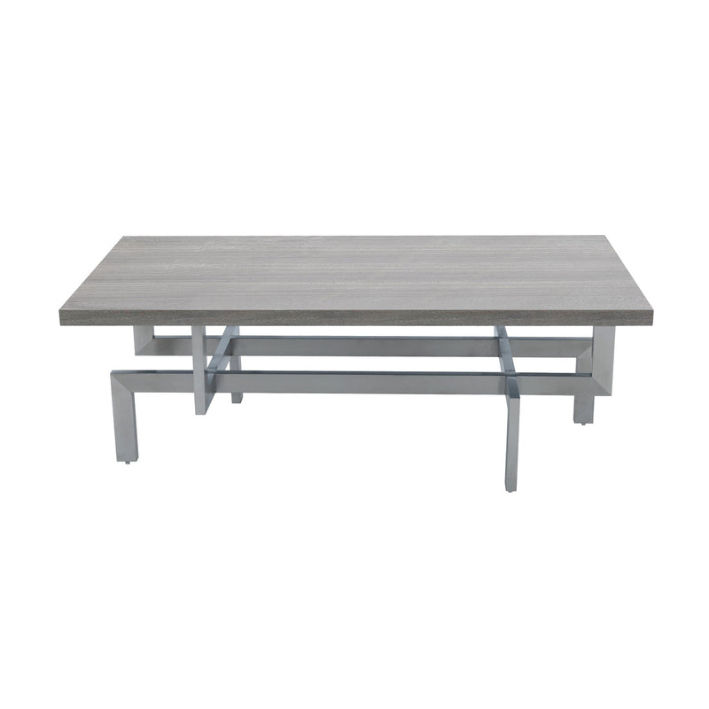 Illusion Gray Wood Coffee Table with Brushed Stainless Steel Base - Furniture City (CA)l