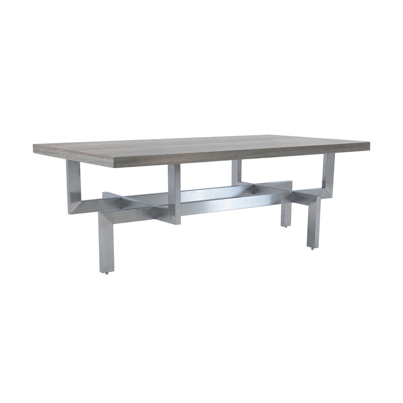 Illusion Gray Wood Coffee Table with Brushed Stainless Steel Base - Furniture City (CA)l