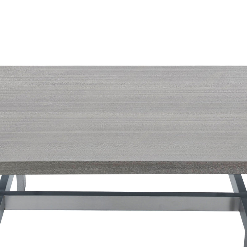 Illusion Gray Wood Coffee Table with Brushed Stainless Steel Base - Furniture City (CA)l
