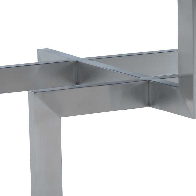 Illusion Gray Wood Coffee Table with Brushed Stainless Steel Base - Furniture City (CA)l