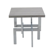 Illusion Gray Wood End Table with Brushed Stainless Steel Base - Furniture City (CA)l