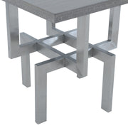 Illusion Gray Wood End Table with Brushed Stainless Steel Base - Furniture City (CA)l