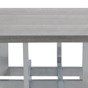 Illusion Gray Wood End Table with Brushed Stainless Steel Base - Furniture City (CA)l