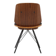 Inez Mid-Century Dining Chair in Black Faux Leather with Black Powder Coated Metal Legs and Walnut Veneer Back - Furniture City (CA)l