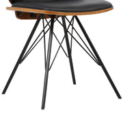 Inez Mid-Century Dining Chair in Black Faux Leather with Black Powder Coated Metal Legs and Walnut Veneer Back - Furniture City (CA)l