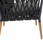 Ipanema Outdoor Teak Wood and Rope Lounge Chair with Dark Gray Olefin - Furniture City (CA)l