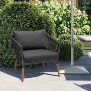 Ipanema Outdoor Teak Wood and Rope Lounge Chair with Dark Gray Olefin - Furniture City (CA)l