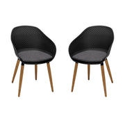 Ipanema Outdoor Dining Chair with Teak Legs and Dark Gray Olefin - Set of 2 - Furniture City (CA)l