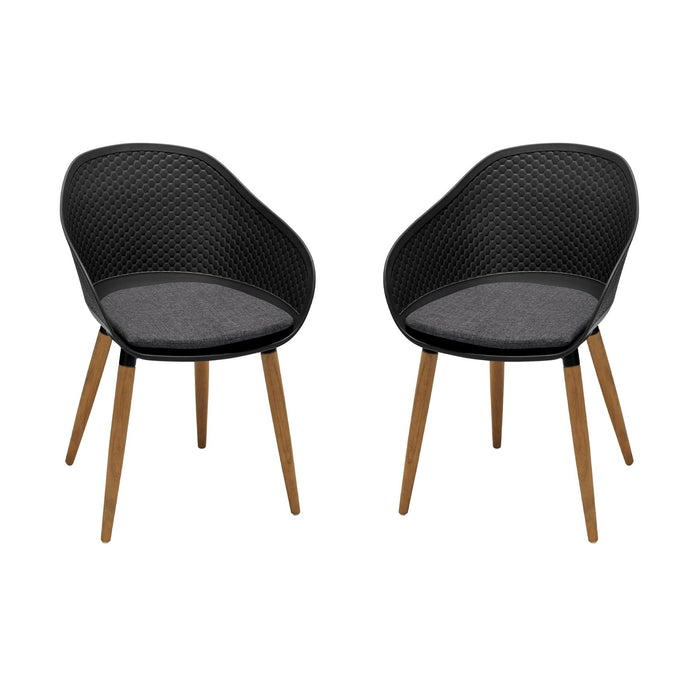 Ipanema Outdoor Dining Chair with Teak Legs and Dark Gray Olefin - Set of 2