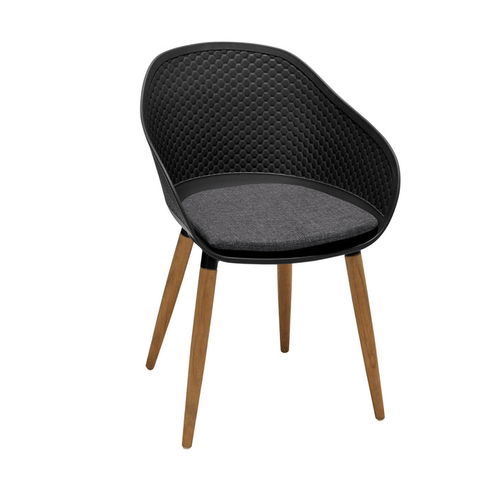 Ipanema Outdoor Dining Chair with Teak Legs and Dark Gray Olefin - Set of 2