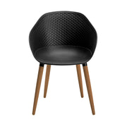 Ipanema Outdoor Dining Chair with Teak Legs and Dark Gray Olefin - Set of 2 - Furniture City (CA)l