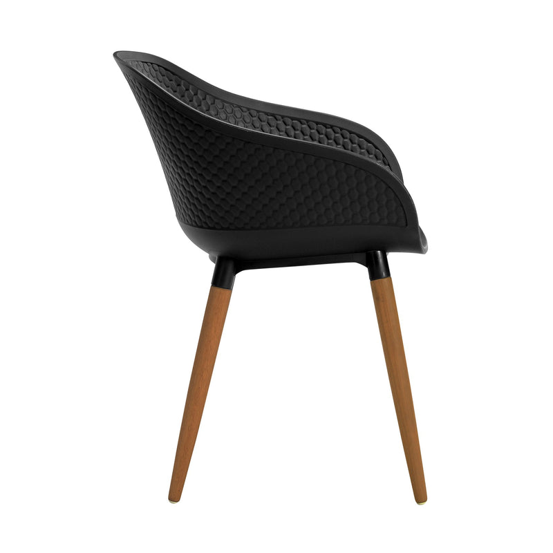 Ipanema Outdoor Dining Chair with Teak Legs and Dark Gray Olefin - Set of 2 - Furniture City (CA)l