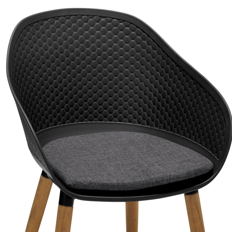 Ipanema Outdoor Dining Chair with Teak Legs and Dark Gray Olefin - Set of 2 - Furniture City (CA)l