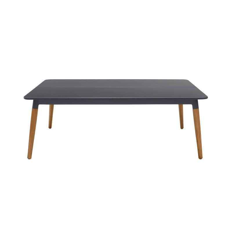 Ipanema Outdoor Dark Gray Rectangular Coffee Table with Teak Legs - Furniture City (CA)l