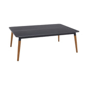 Ipanema Outdoor Dark Gray Rectangular Coffee Table with Teak Legs - Furniture City (CA)l