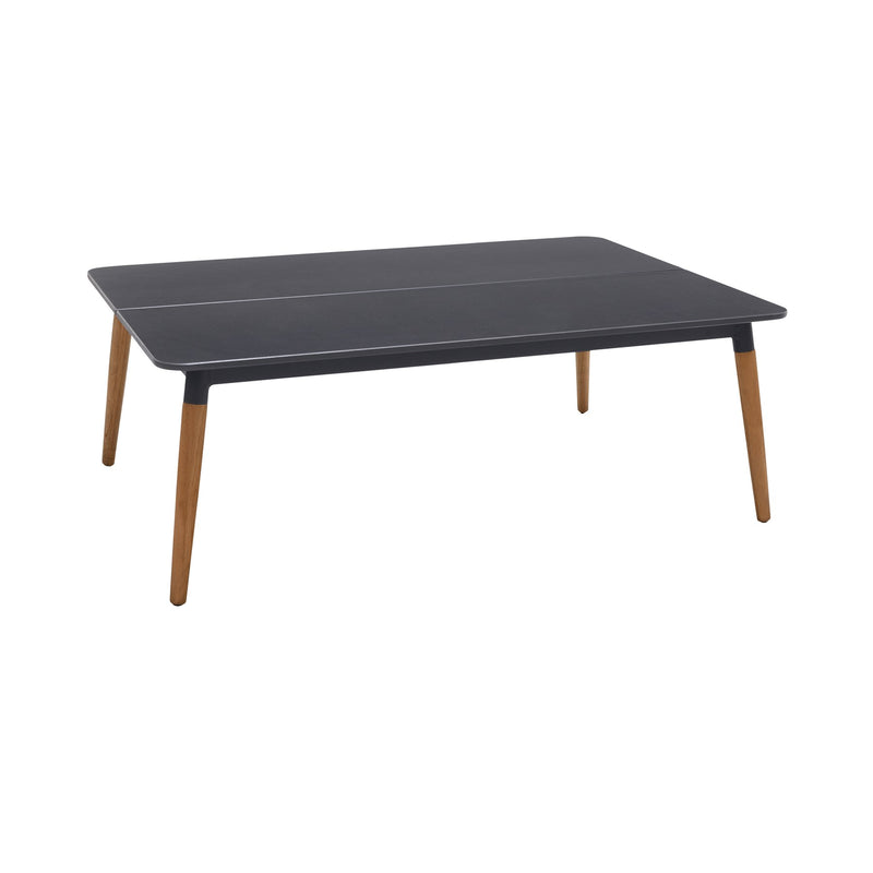 Ipanema Outdoor Dark Gray Rectangular Coffee Table with Teak Legs - Furniture City (CA)l