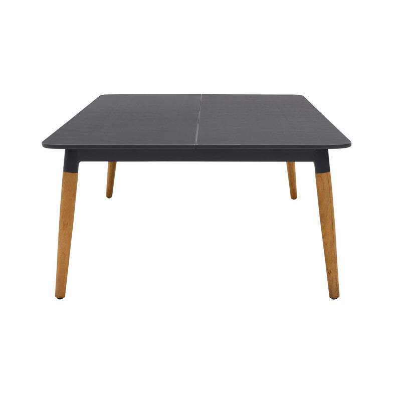 Ipanema Outdoor Dark Gray Rectangular Coffee Table with Teak Legs - Furniture City (CA)l