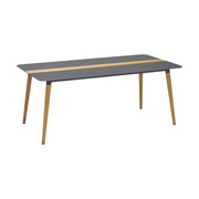 Ipanema Outdoor Aluminum Dining Table in Dark Gray with Natural Teak Wood Accent - Furniture City (CA)l