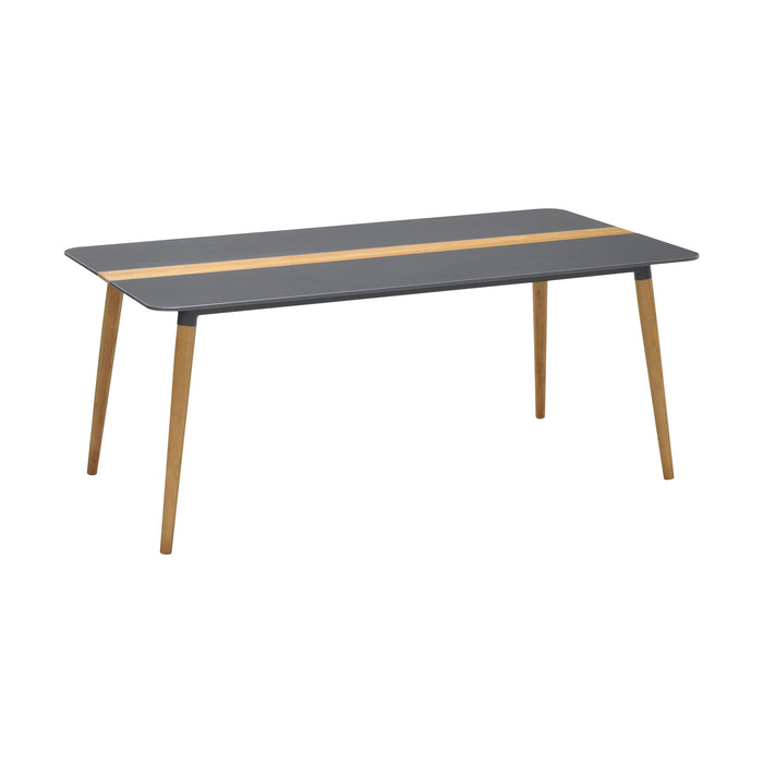 Ipanema Outdoor Aluminum Dining Table in Dark Gray with Natural Teak Wood Accent