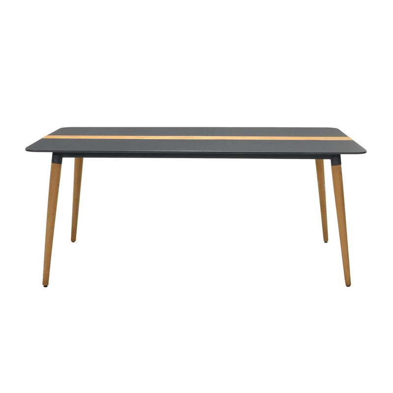 Ipanema Outdoor Aluminum Dining Table in Dark Gray with Natural Teak Wood Accent - Furniture City (CA)l