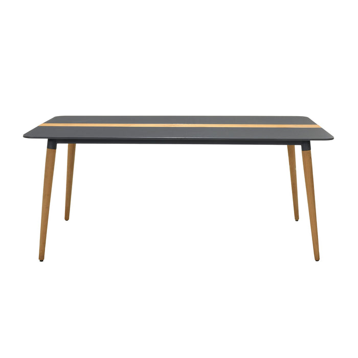 Ipanema Outdoor Aluminum Dining Table in Dark Gray with Natural Teak Wood Accent
