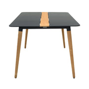 Ipanema Outdoor Aluminum Dining Table in Dark Gray with Natural Teak Wood Accent - Furniture City (CA)l