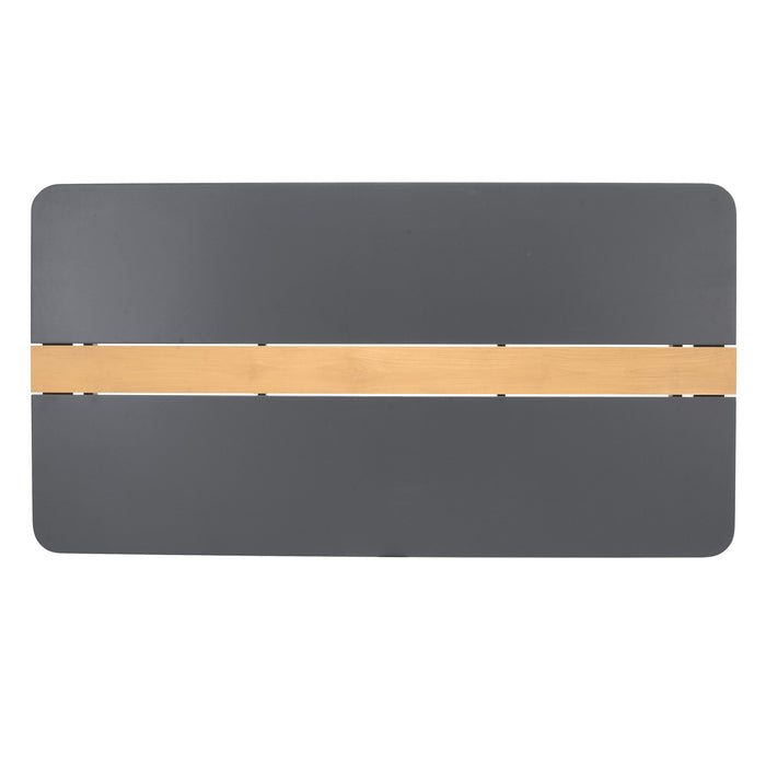 Ipanema Outdoor Aluminum Dining Table in Dark Gray with Natural Teak Wood Accent
