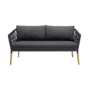 Ipanema Outdoor Teak Wood and Rope Sofa with Dark Gray Olefin - Furniture City (CA)l