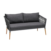 Ipanema Outdoor Teak Wood and Rope Sofa with Dark Gray Olefin - Furniture City (CA)l