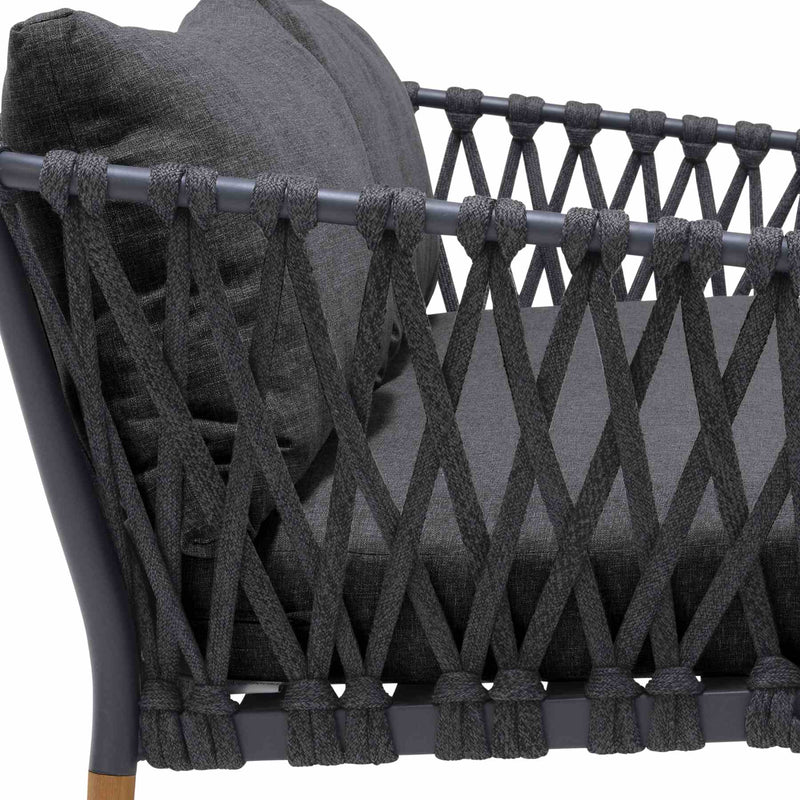 Ipanema Outdoor Teak Wood and Rope Sofa with Dark Gray Olefin - Furniture City (CA)l