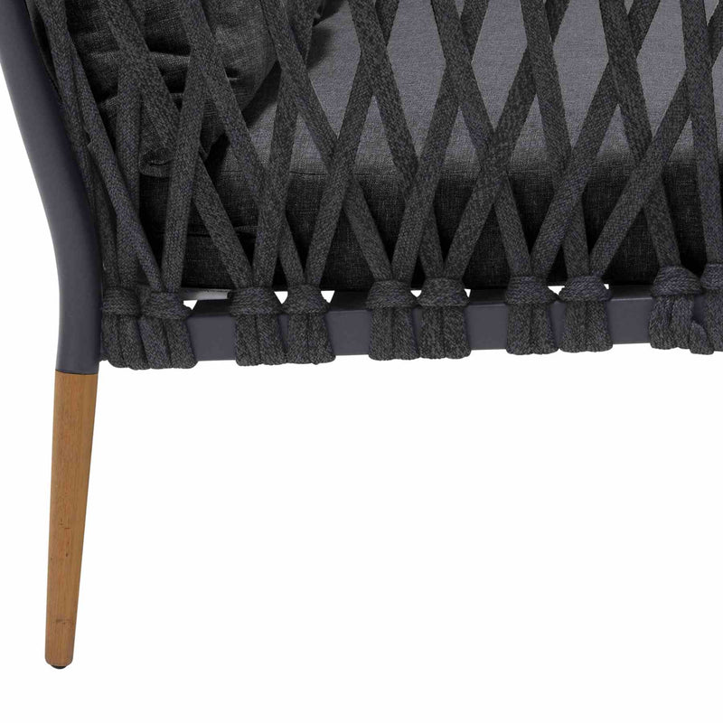 Ipanema Outdoor Teak Wood and Rope Sofa with Dark Gray Olefin - Furniture City (CA)l