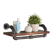 24" Isadore Industrial Pine Wood Floating Wall Shelf in Gray and Walnut Finish - Furniture City (CA)l