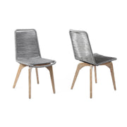 Island Outdoor Light Eucalyptus Wood and Gray Rope Dining Chairs - Set of 2 - Furniture City (CA)l