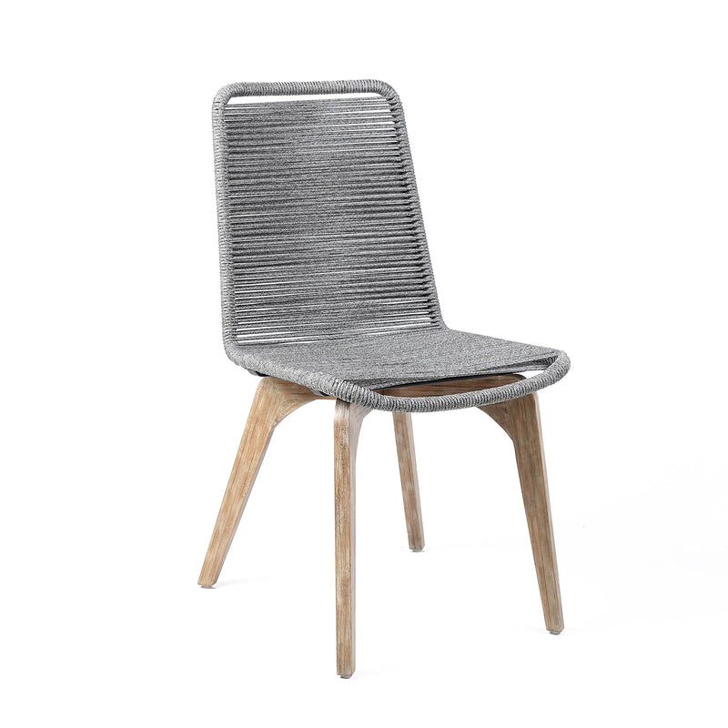 Island Outdoor Light Eucalyptus Wood and Gray Rope Dining Chairs - Set of 2 - Furniture City (CA)l