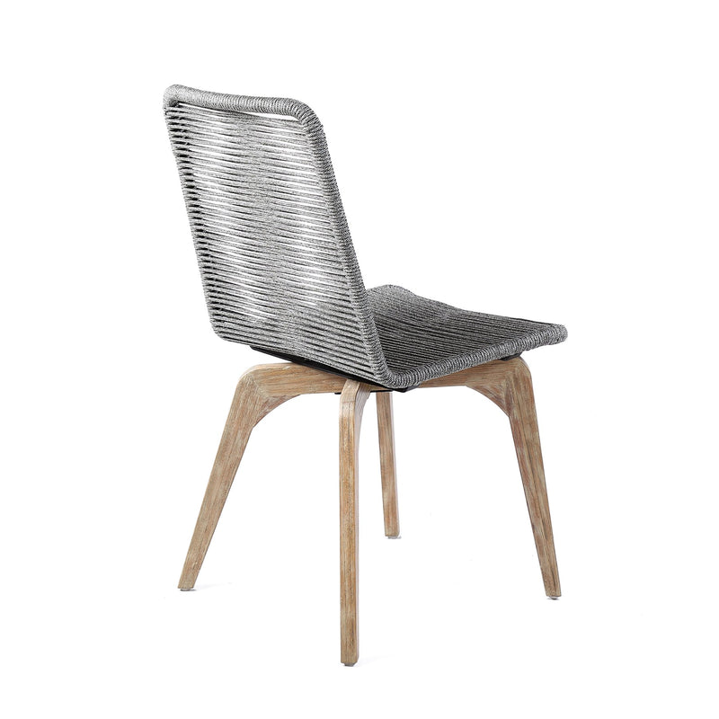 Island Outdoor Light Eucalyptus Wood and Gray Rope Dining Chairs - Set of 2 - Furniture City (CA)l