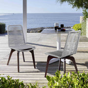 Island Outdoor Dark Eucalyptus Wood and Silver Rope Dining Chairs - Set of 2 - Furniture City (CA)l