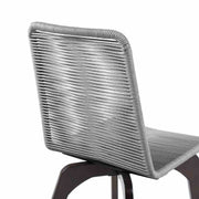 Island Outdoor Dark Eucalyptus Wood and Silver Rope Dining Chairs - Set of 2 - Furniture City (CA)l